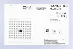 Kalibrációs és beállító kártya DataMatrix és szürke mezők